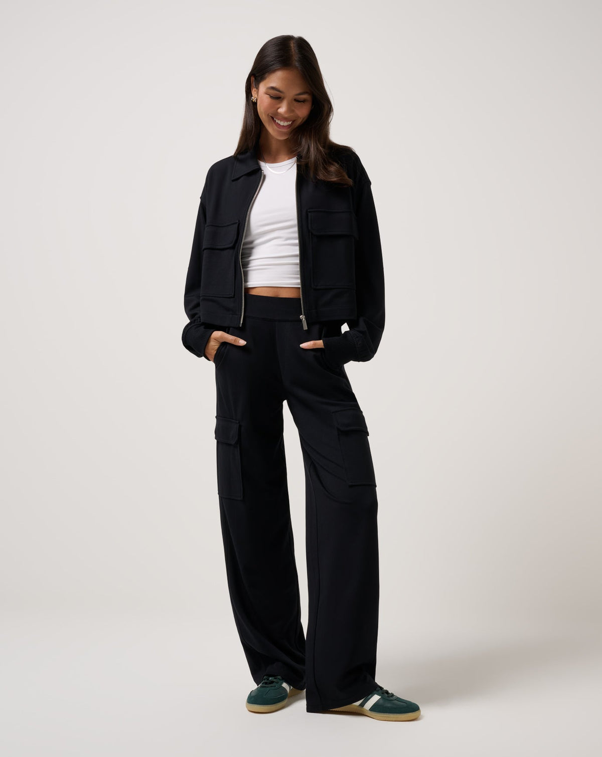 Friday Doubleknit Utility Wide Leg Pant Black | Travis Mathew New