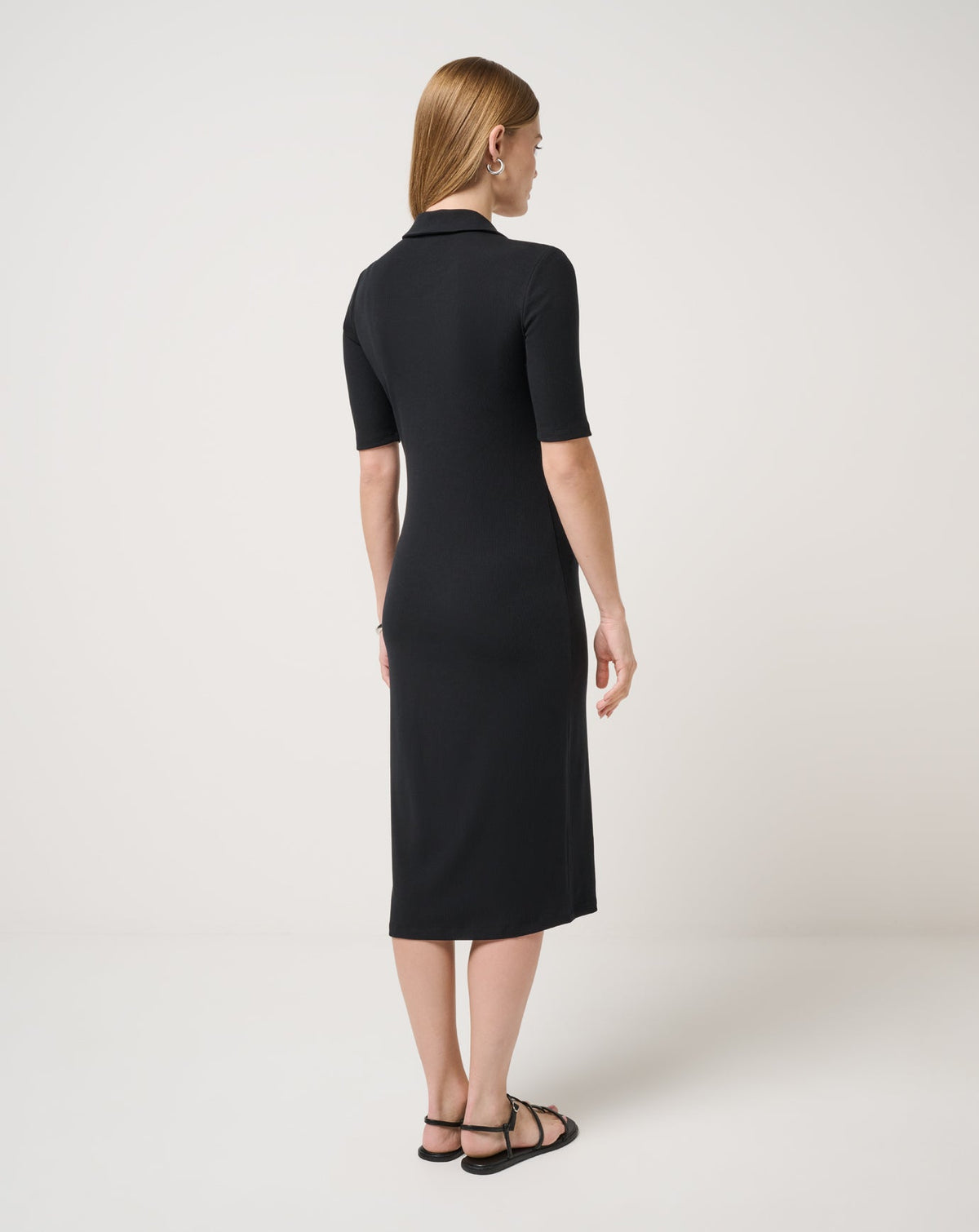 Cloud Rib Polo Midi Dress Black | Travis Mathew Featured