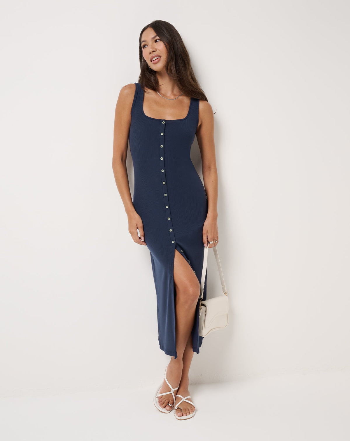Cloud Rib Button Tank Dress Navy Blazer | Travis Mathew New