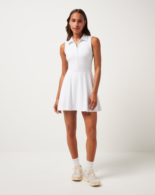 Moveknit Sleeveless Polo Dress 2.0 White | Travis Mathew Trusted