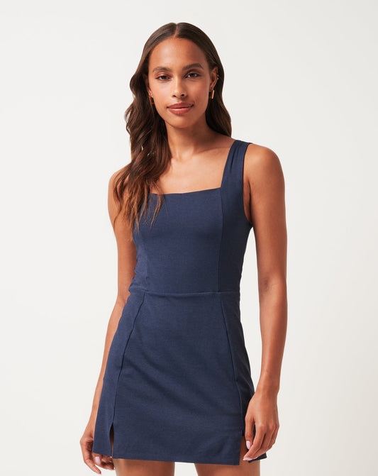 Moveknit Sleeveless Dress Heather Navy Blazer | Travis Mathew Signature