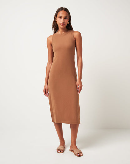 Cloud Rib Hadley Wood Dress Chestnut | Travis Mathew Latest