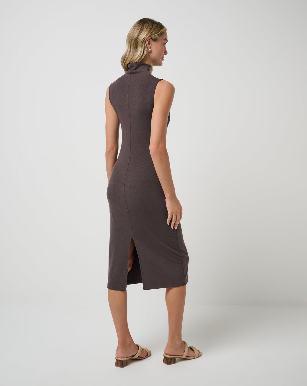 Cloud Rib Mock Neck Dress Coffee Grounds | Travis Mathew Discount