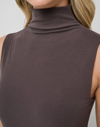 Cloud Rib Mock Neck Dress Coffee Grounds | Travis Mathew Discount