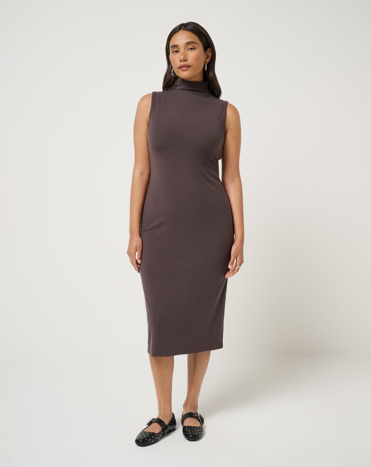 Cloud Rib Mock Neck Dress Coffee Grounds | Travis Mathew Discount