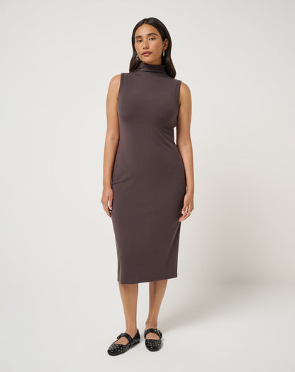 Cloud Rib Mock Neck Dress Coffee Grounds | Travis Mathew Discount