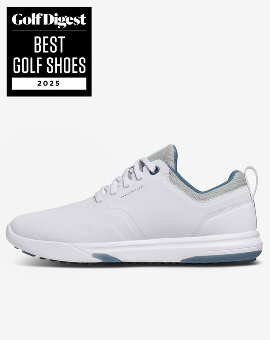 The Daily Pro Plus Golf Shoe White/Blue | Travis Mathew Smart Buy