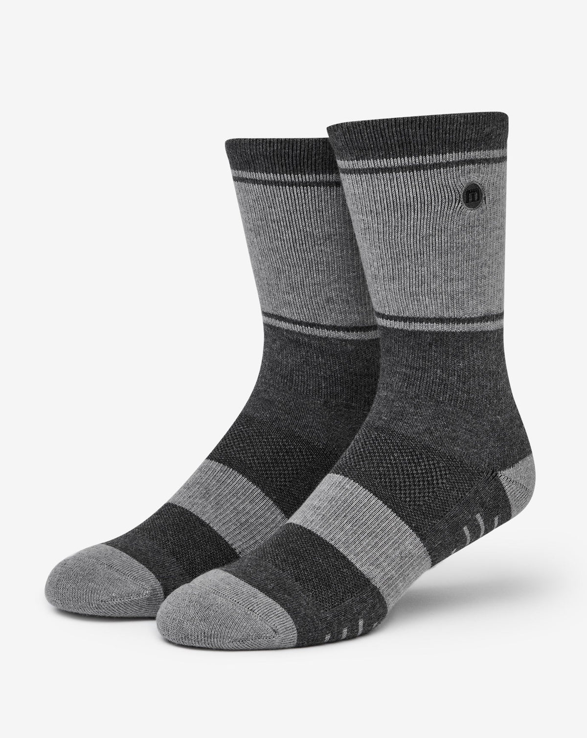 Baja 2.0 Crew Sock Heather Grey Pinstripe | Travis Mathew Great Value