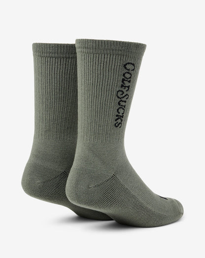 Golf Sucks Crew Sock Dark Olive | Travis Mathew Featured