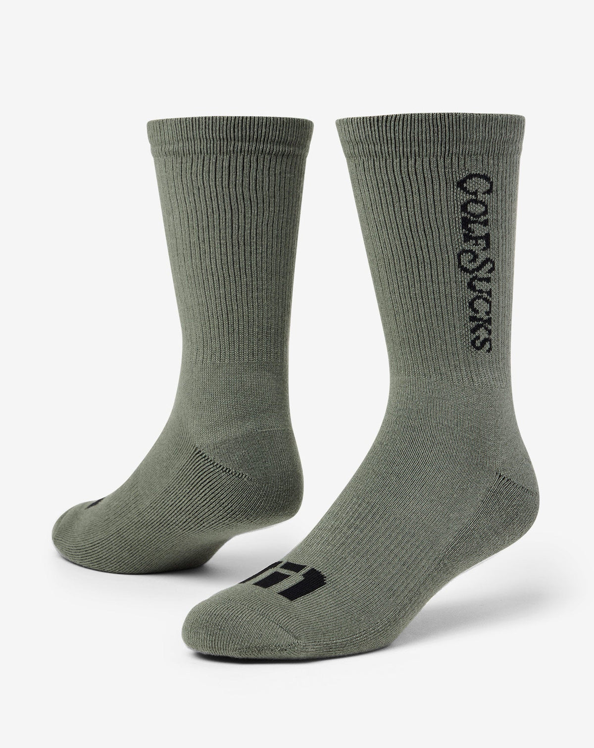 Golf Sucks Crew Sock Dark Olive | Travis Mathew Featured