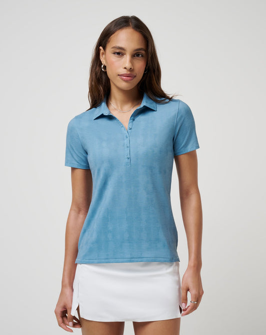 Featherweight Active Printed Polo Smoke Blue Multi | Travis Mathew Premium