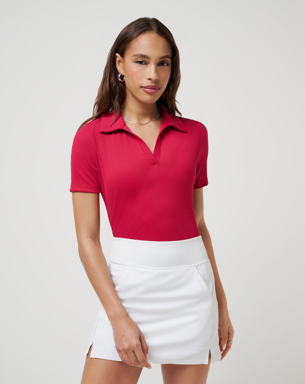 Moveknit Vneck Polo Persian Red | Travis Mathew Premium