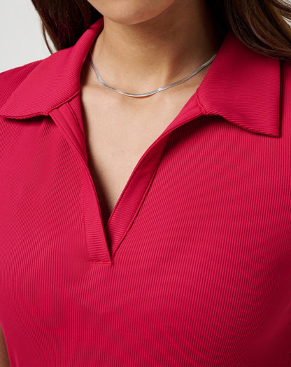 Moveknit Vneck Polo Persian Red | Travis Mathew Premium