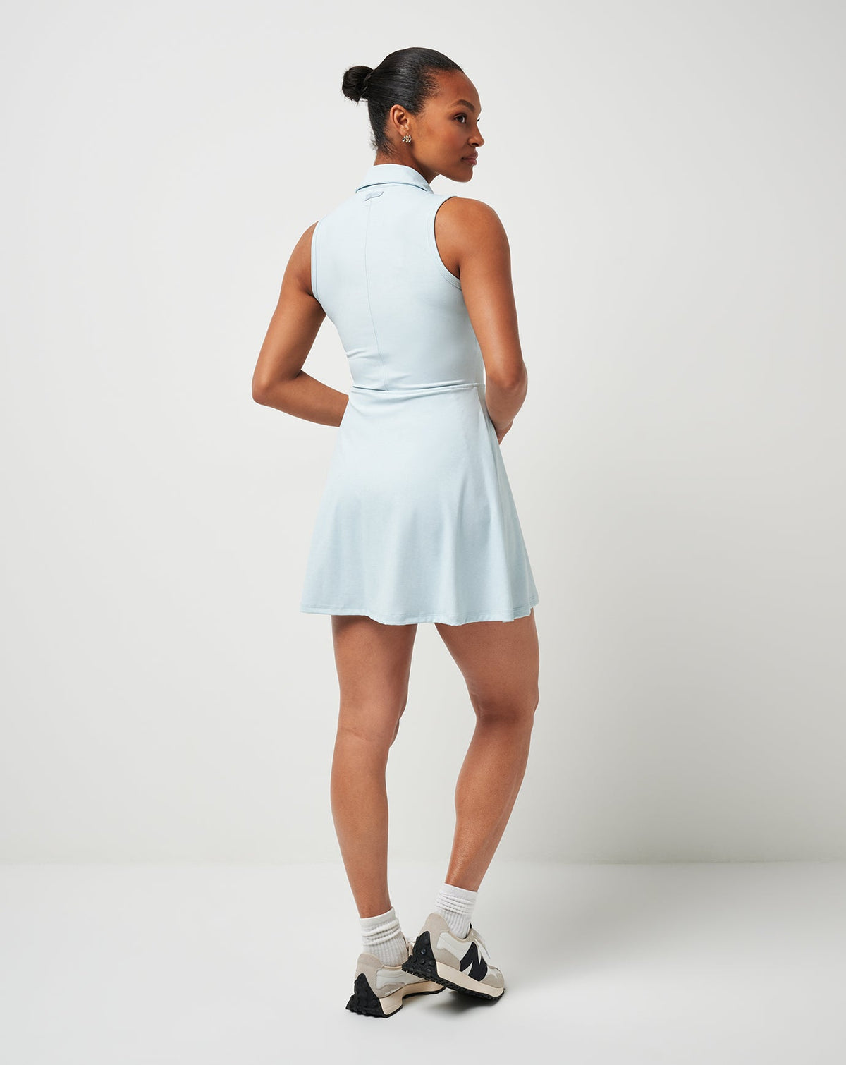 Moveknit Sleeveless Polo Dress 2.0 Heather Baby Blue | Travis Mathew Featured