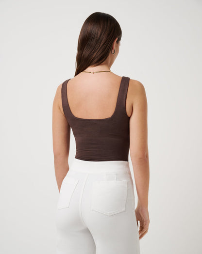 Skyline Tank Bodysuit Heather Coffee Grounds | Travis Mathew New