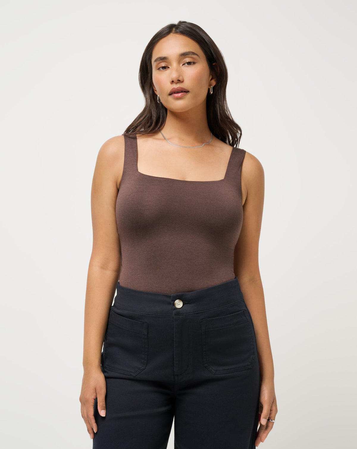 Skyline Tank Bodysuit Heather Coffee Grounds | Travis Mathew New