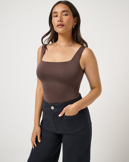 Skyline Tank Bodysuit Heather Coffee Grounds | Travis Mathew New