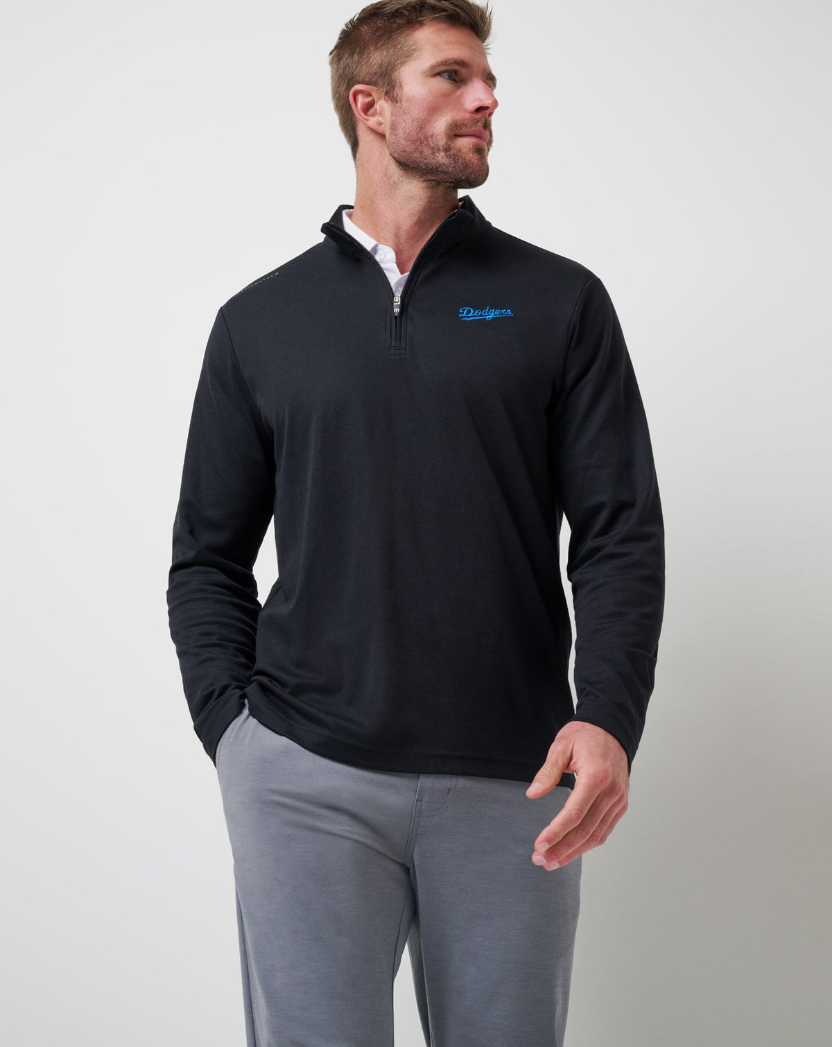 Los Angeles Dodgers Time To Tailgate Quarter Zip Black | Travis Mathew Signature