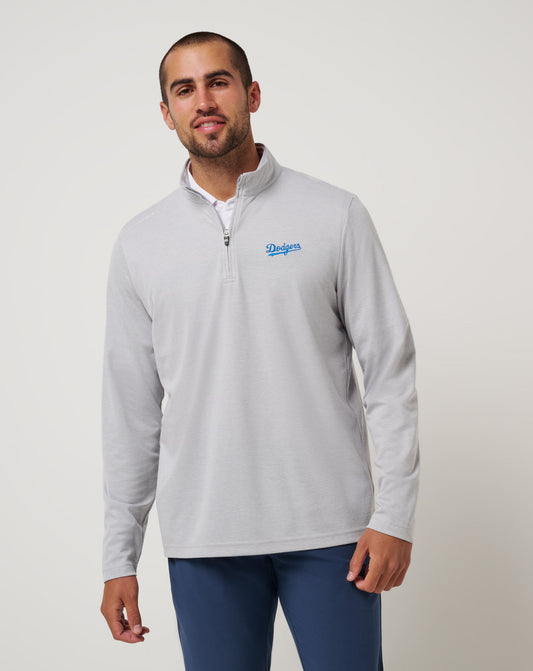 Los Angeles Dodgers Time To Tailgate Quarter Zip Heather Grey | Travis Mathew Top Pick