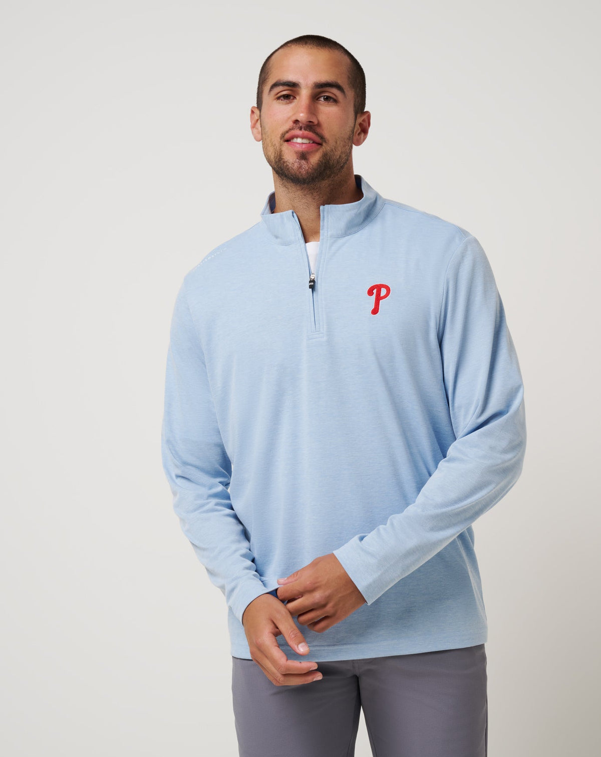 Philadelphia Phillies Time To Tailgate Quarter Zip Heather Blue | Travis Mathew Latest