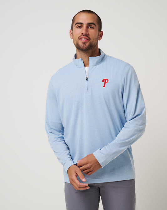 Philadelphia Phillies Time To Tailgate Quarter Zip Heather Blue | Travis Mathew Latest