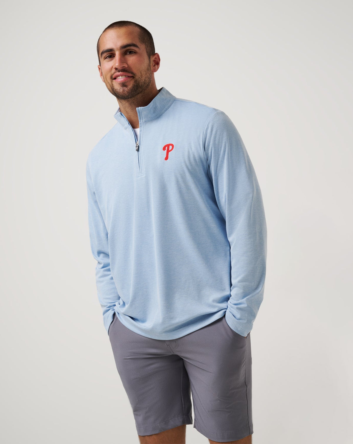 Philadelphia Phillies Time To Tailgate Quarter Zip Heather Blue | Travis Mathew Latest