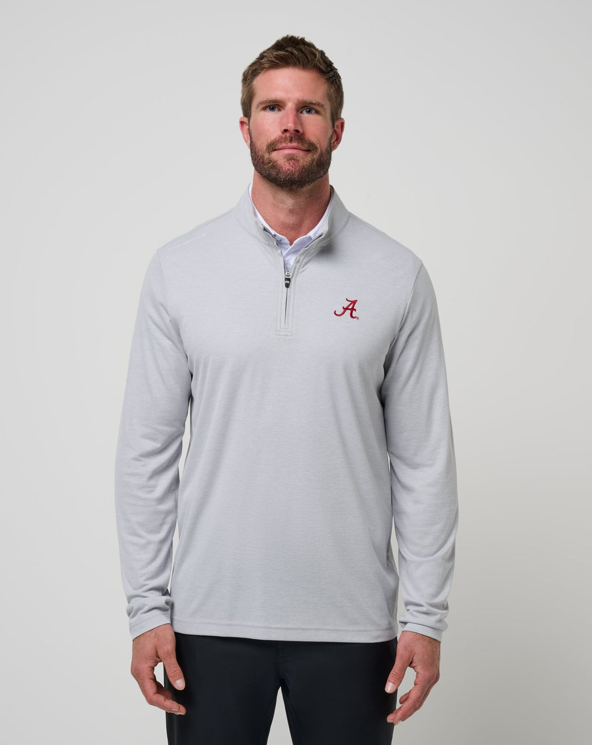 Alabama Time To Tailgate Quarter Zip Heather Grey | Travis Mathew Signature