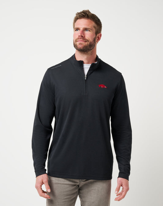 Arkansas Time To Tailgate Quarter Zip Black | Travis Mathew Featured