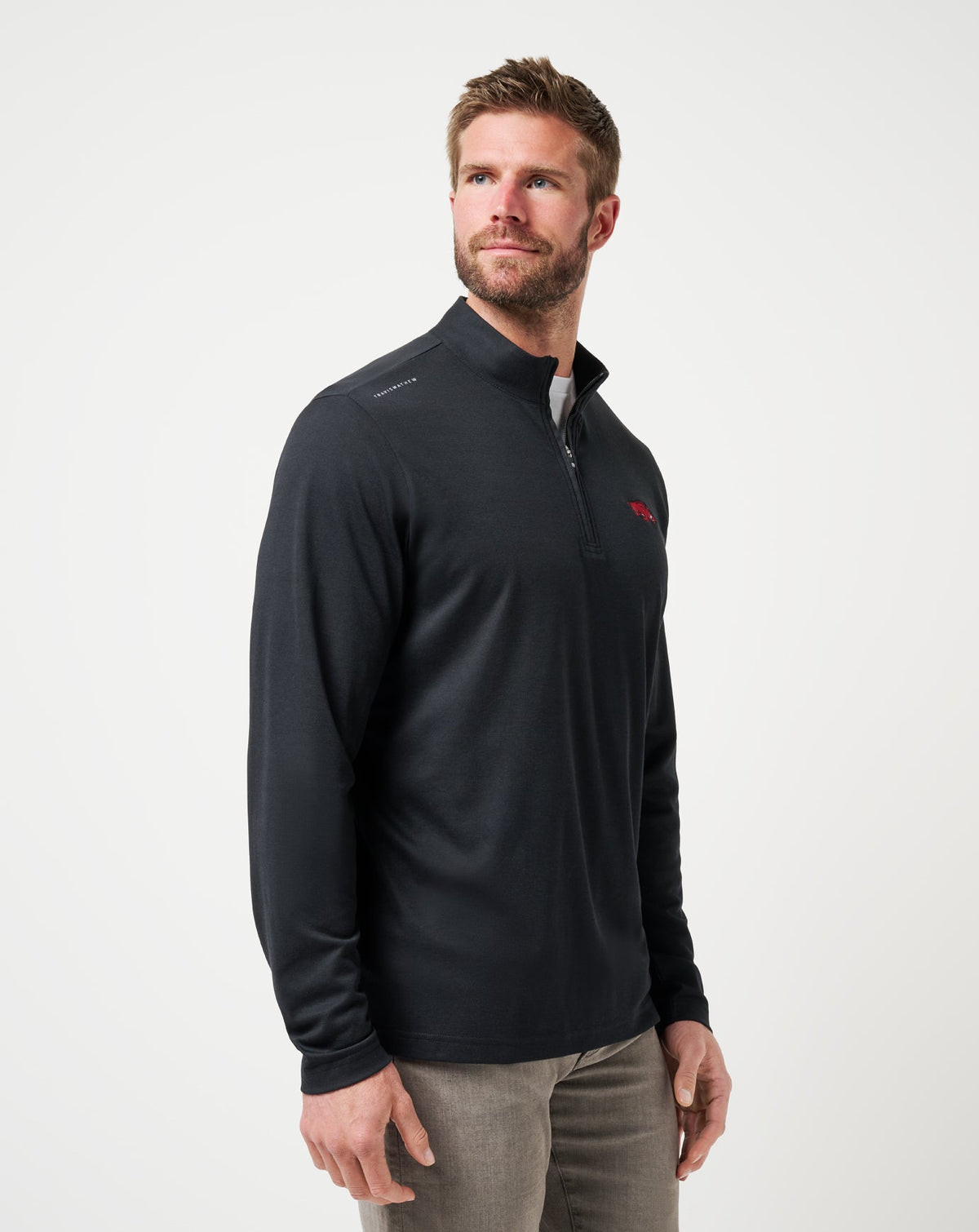 Arkansas Time To Tailgate Quarter Zip Black | Travis Mathew Featured