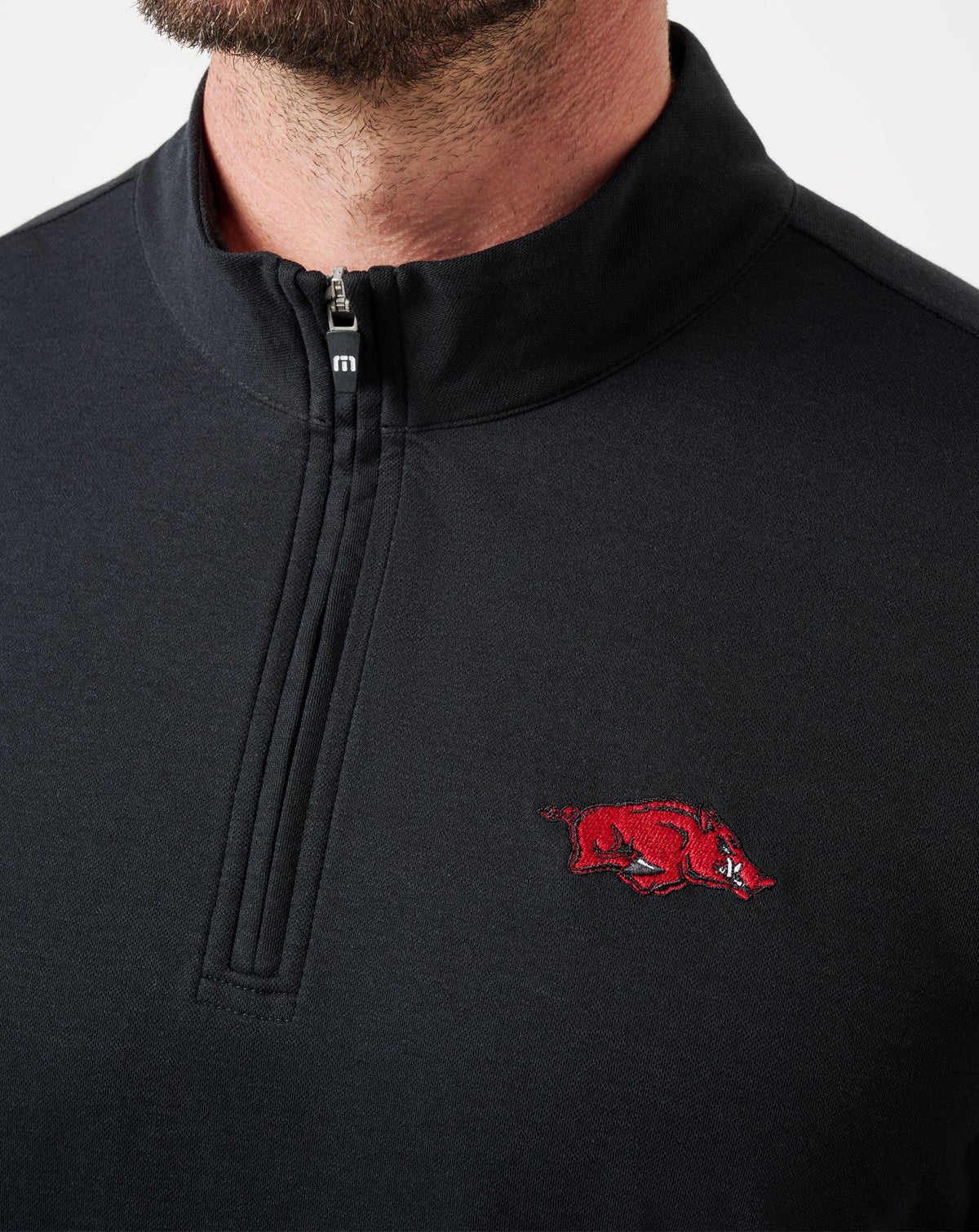 Arkansas Time To Tailgate Quarter Zip Black | Travis Mathew Featured