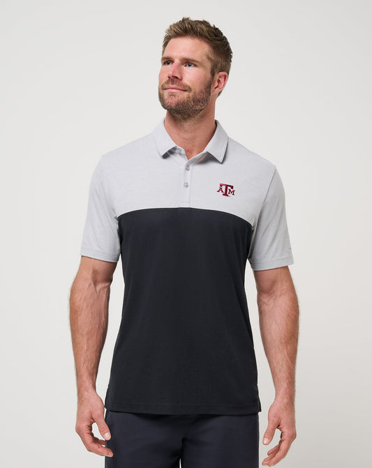 Texas A&M Drop Back Polo Heather Grey/Black | Travis Mathew Great Value