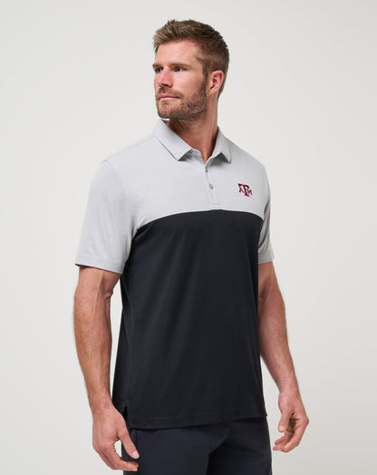 Texas A&M Drop Back Polo Heather Grey/Black | Travis Mathew Great Value