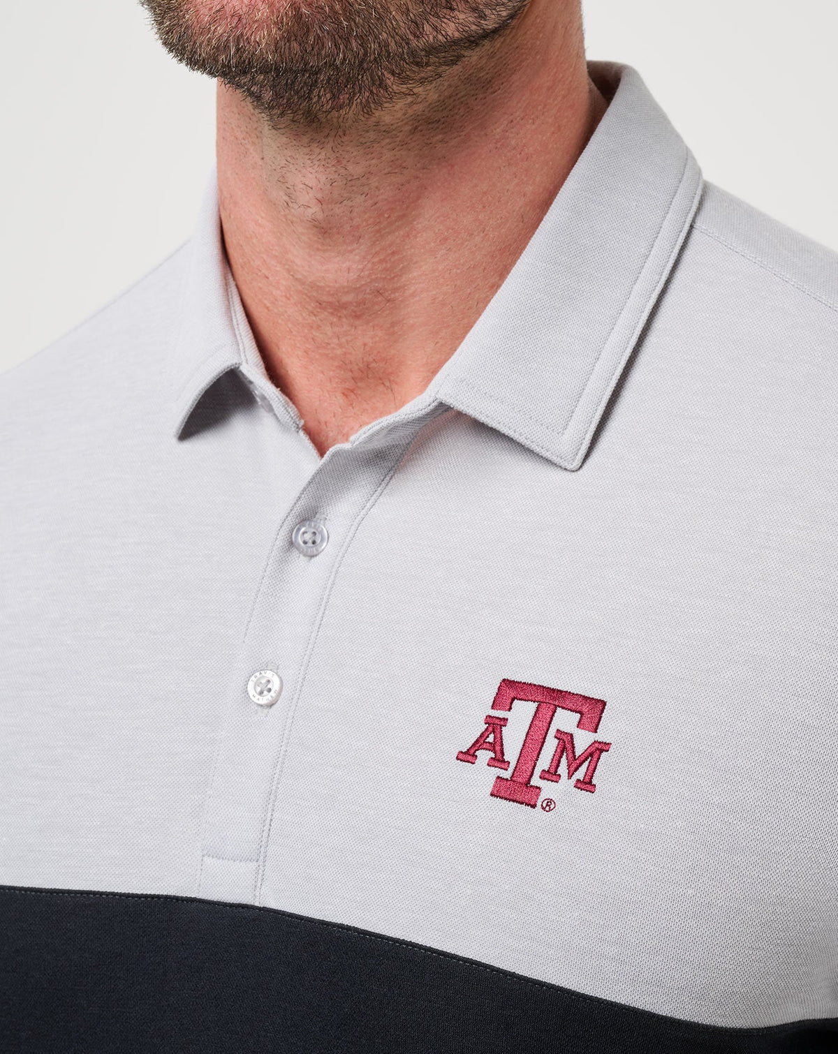 Texas A&M Drop Back Polo Heather Grey/Black | Travis Mathew Great Value