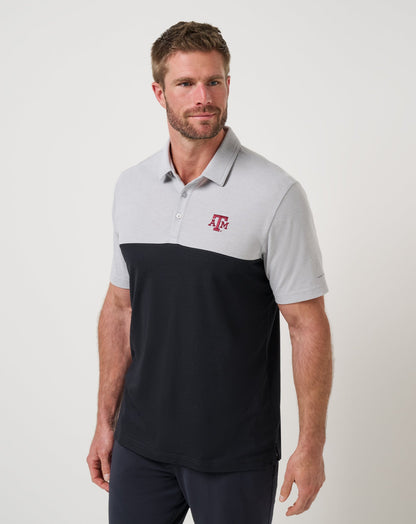 Texas A&M Drop Back Polo Heather Grey/Black | Travis Mathew Great Value