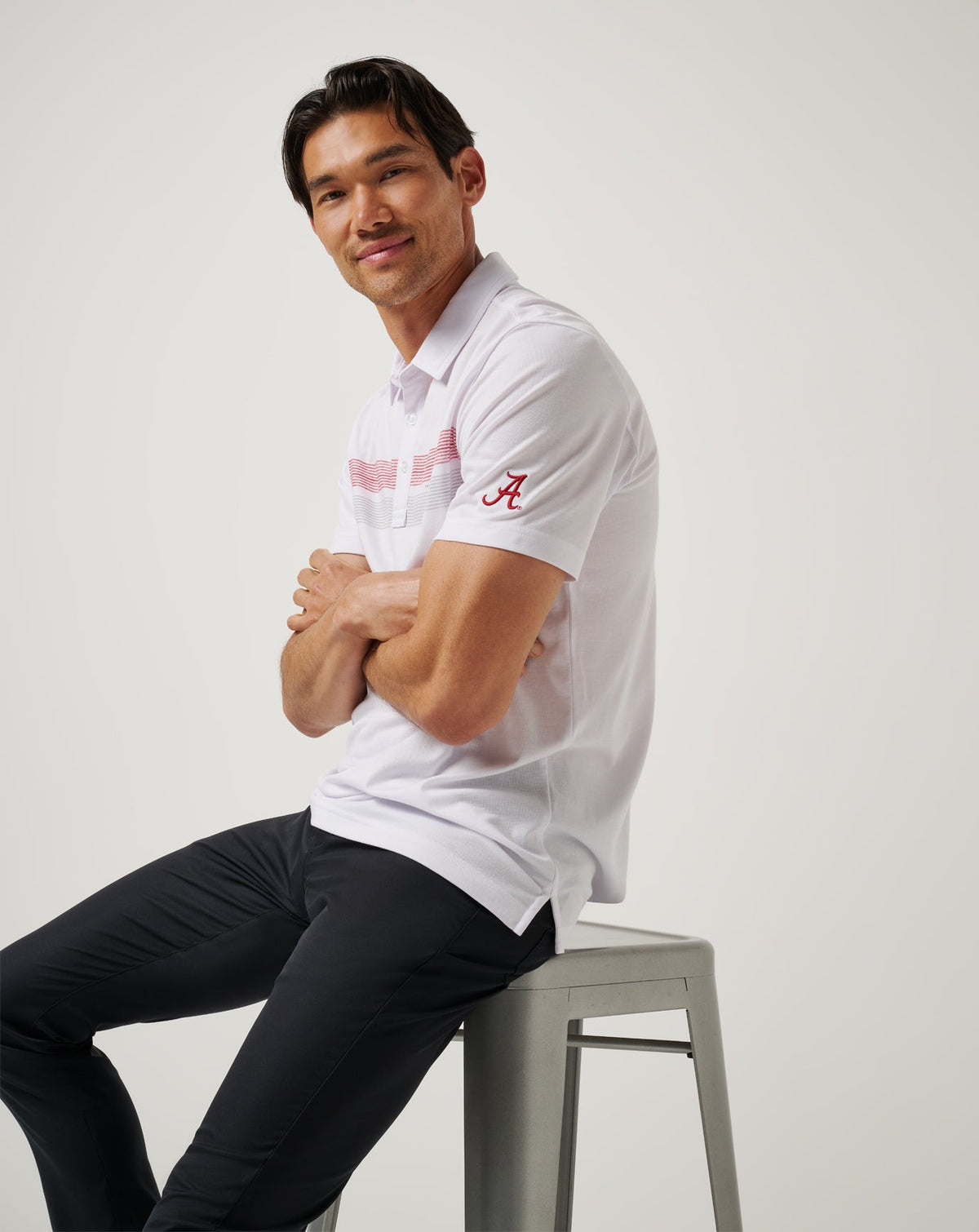 Alabama Top Recruit Polo White/Crimson | Travis Mathew Top Pick