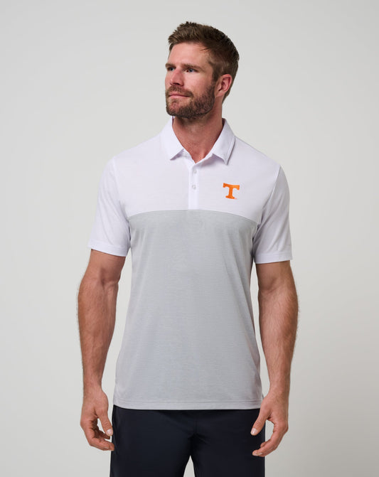 Tennessee Drop Back Polo White/Heather Grey | Travis Mathew Essential