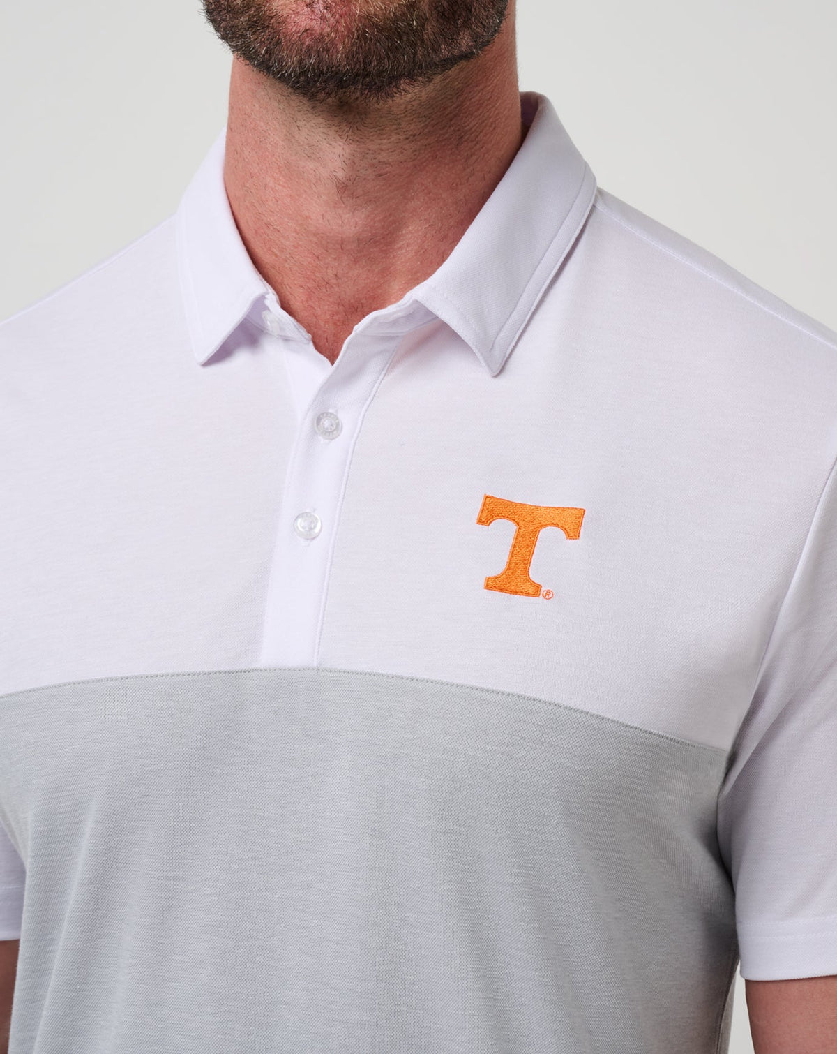Tennessee Drop Back Polo White/Heather Grey | Travis Mathew Essential
