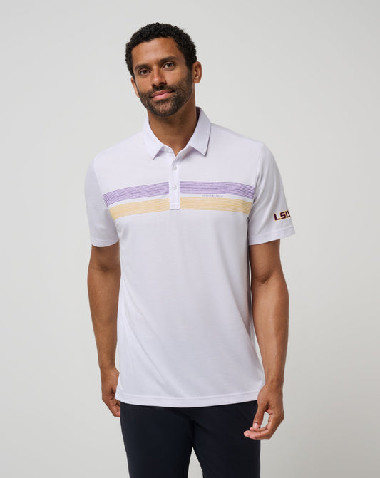 LSU Top Recruit Polo White/Purple | Travis Mathew Hot Sale