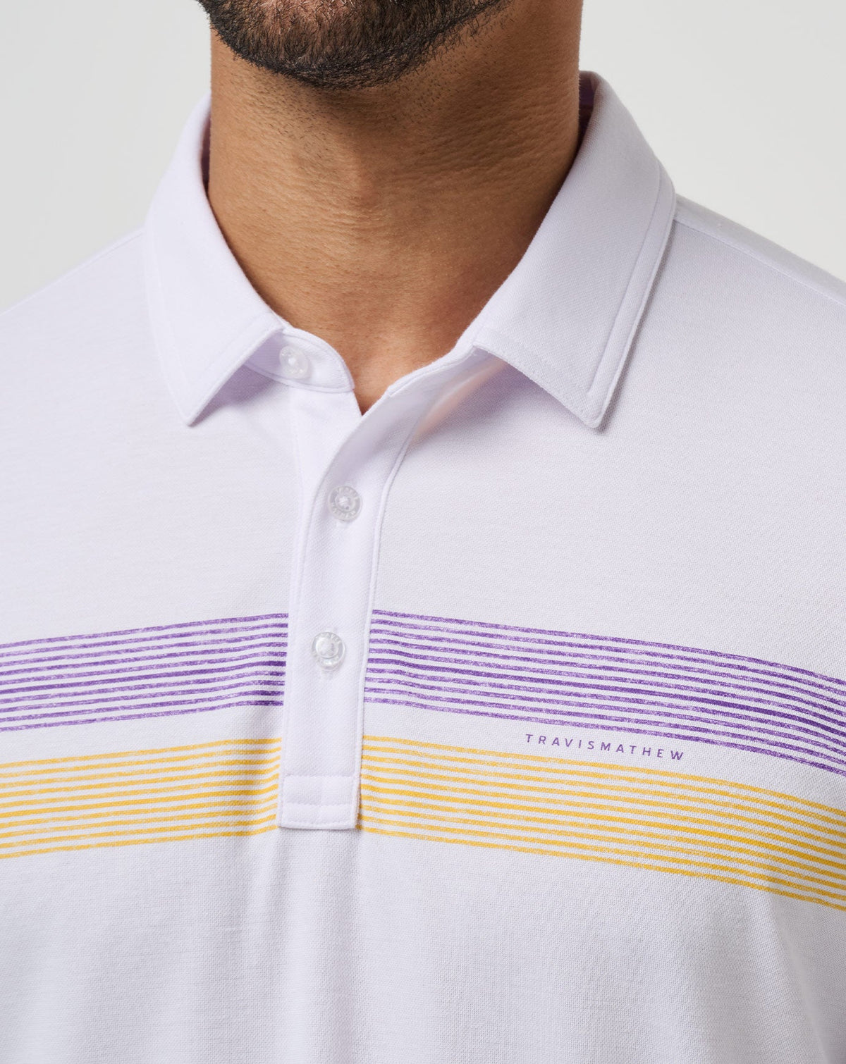 LSU Top Recruit Polo White/Purple | Travis Mathew Hot Sale