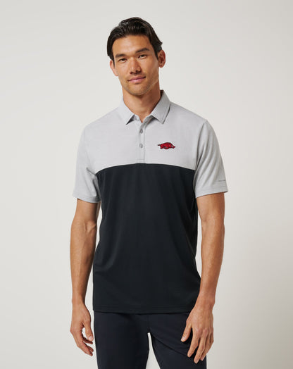 Arkansas Drop Back Polo Heather Grey/Black | Travis Mathew New