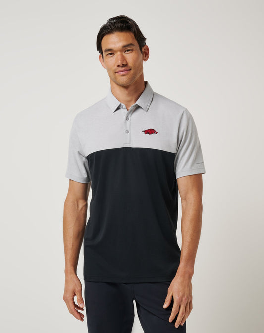 Arkansas Drop Back Polo Heather Grey/Black | Travis Mathew New