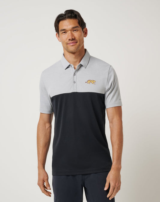 LSU Drop Back Polo Heather Grey/Black | Travis Mathew Discount