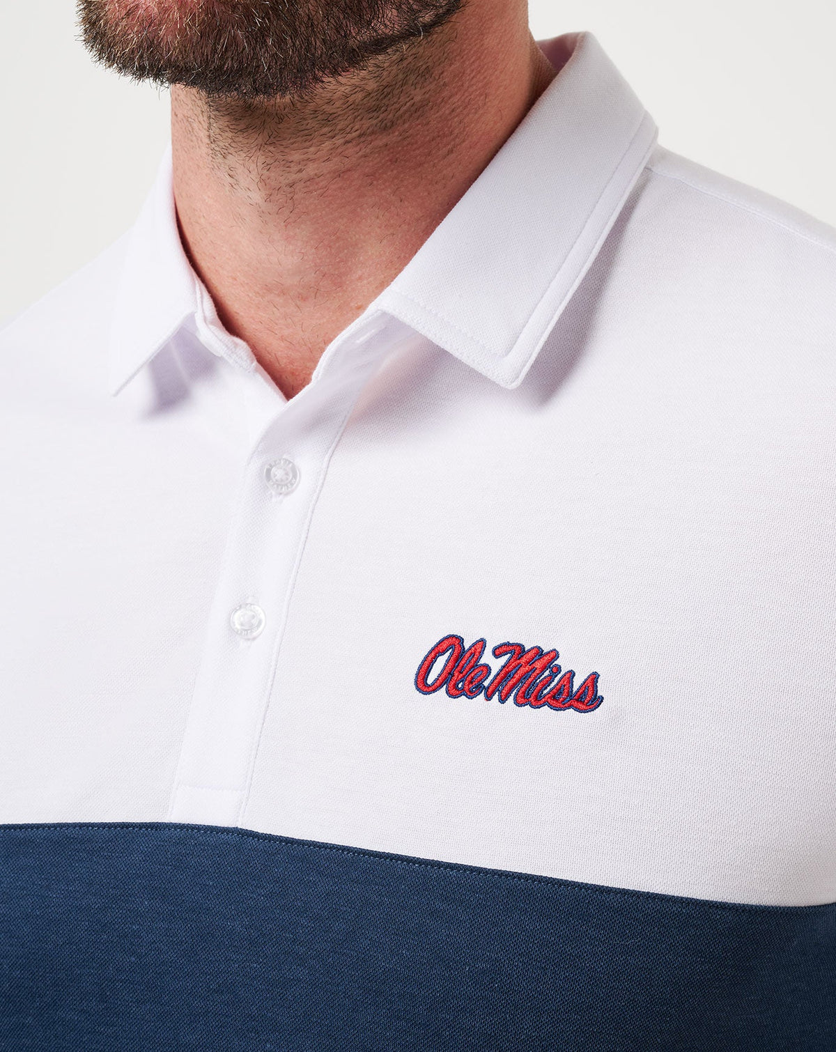 Mississippi Drop Back Polo White/Navy | Travis Mathew Trending