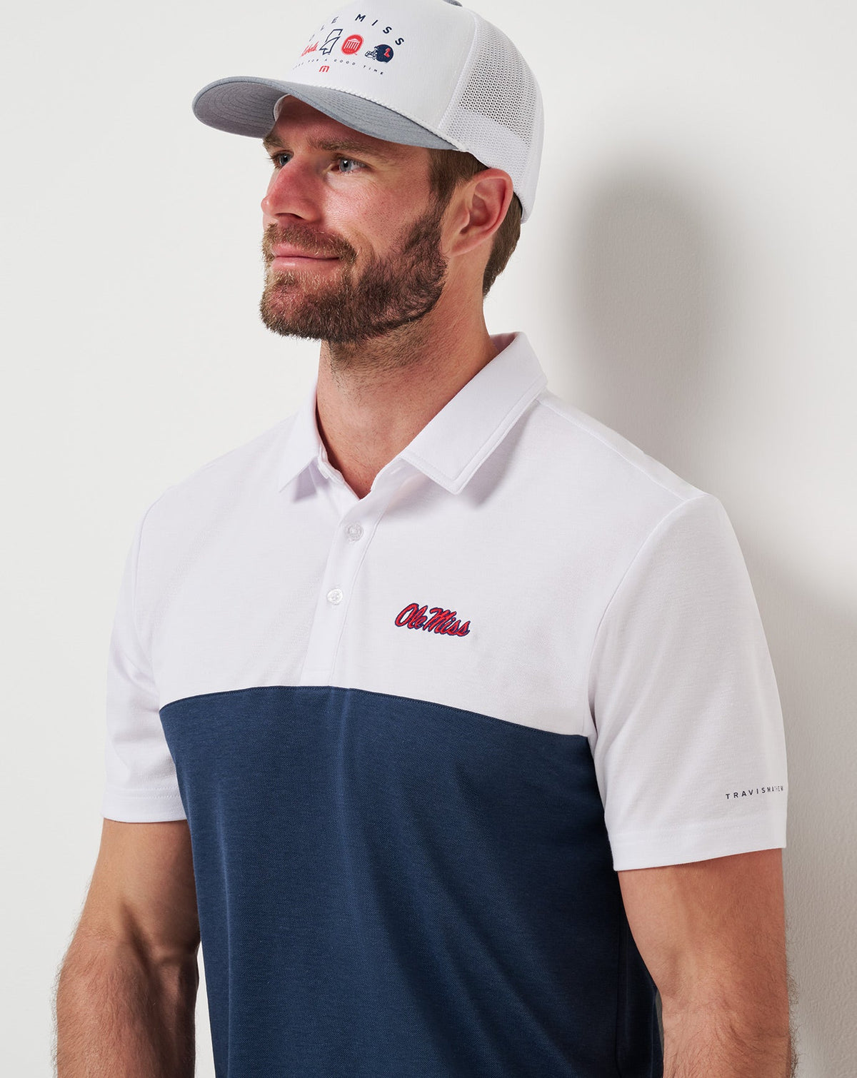 Mississippi Drop Back Polo White/Navy | Travis Mathew Trending