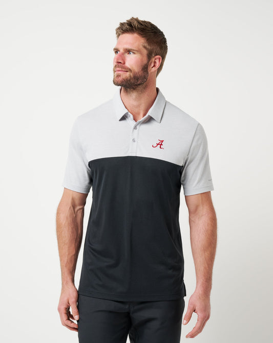 Alabama Drop Back Polo Heather Grey/Black | Travis Mathew Value