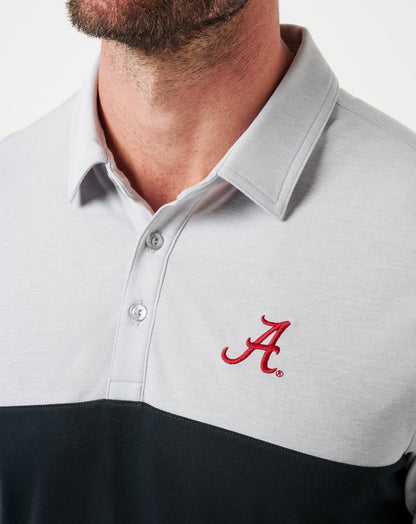 Alabama Drop Back Polo Heather Grey/Black | Travis Mathew Value