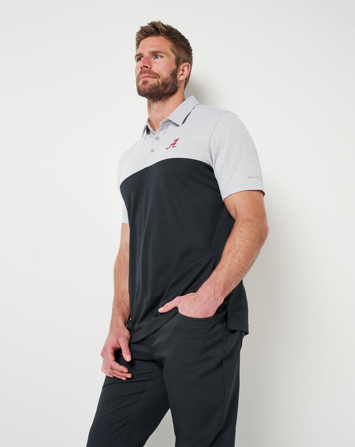 Alabama Drop Back Polo Heather Grey/Black | Travis Mathew Value