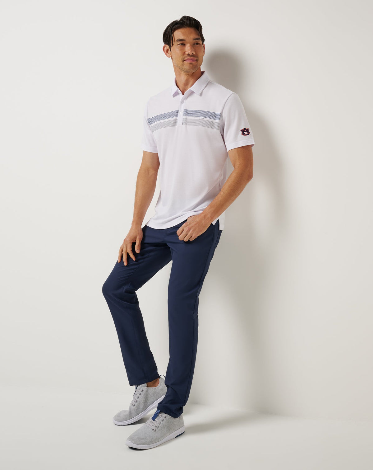 Auburn Top Recruit Polo White/Navy | Travis Mathew Featured