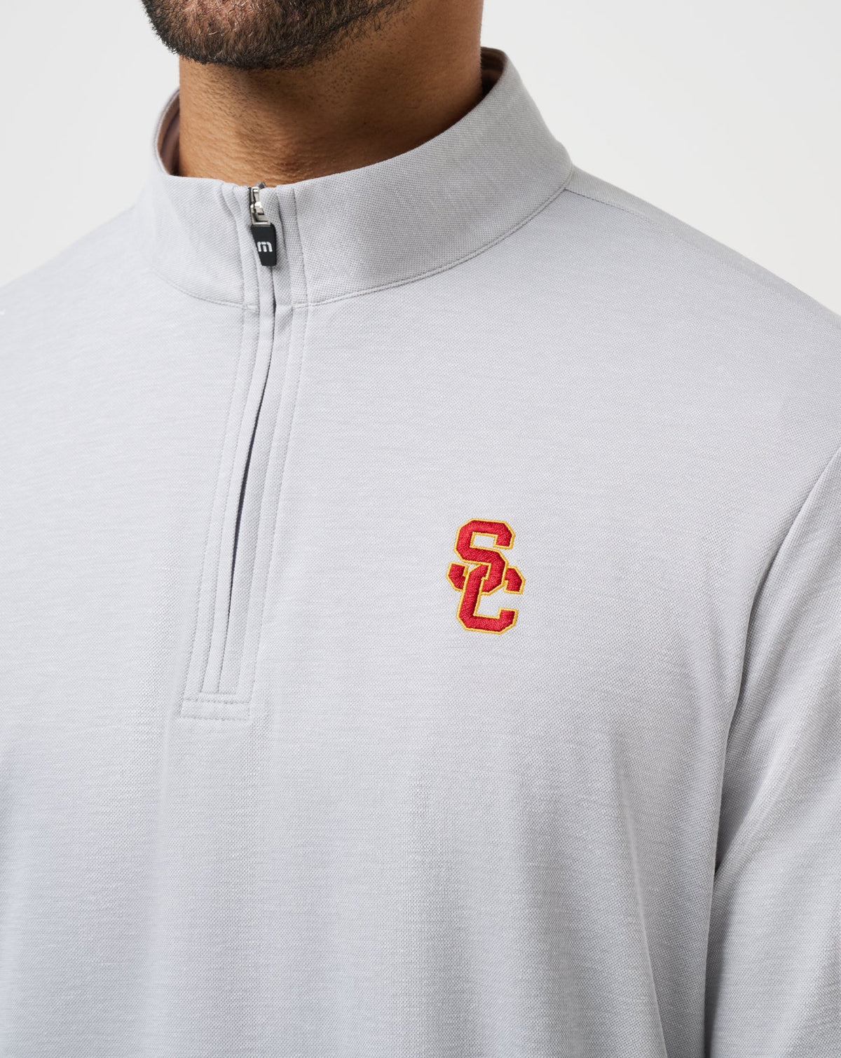 USC Time To Tailgate Quarter Zip Heather Grey | Travis Mathew Trusted