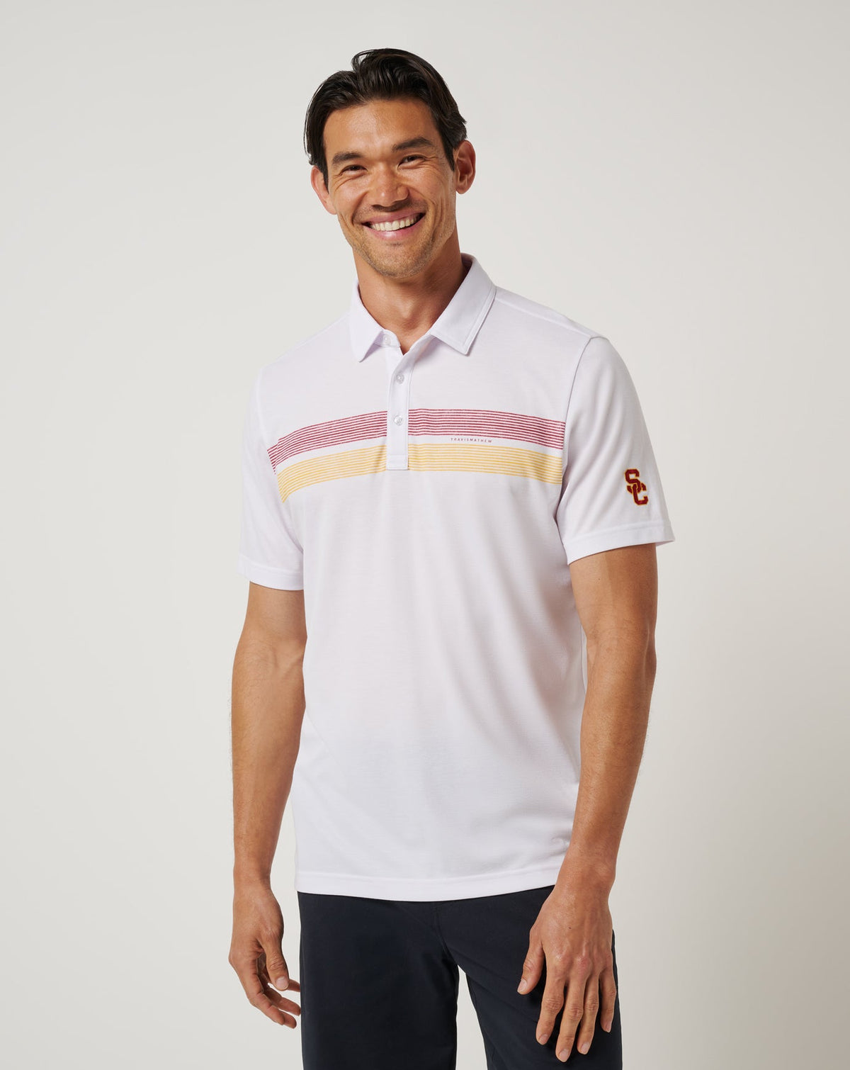 USC Top Recruit Polo White/Cardinal | Travis Mathew Quality